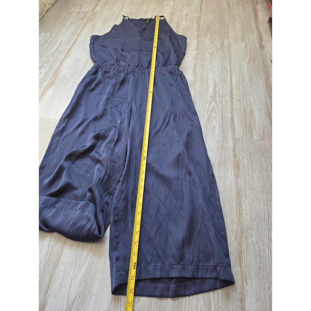 BCBGMAXAZRIA Navy Blue Wide Leg Halter Jumpsuit Keyhole Womens M EUC - Picture 10 of 11